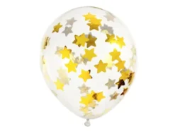 Balloner Transparent med guldstjerne konfetti