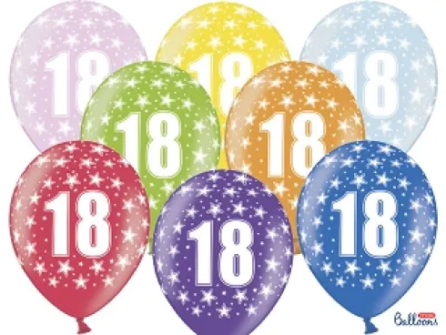 Ballon Metallic ø 30cm med 18 tal , 6 stk
