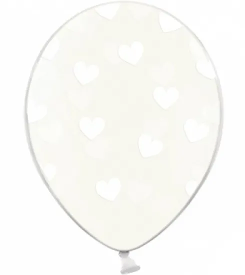 Ballon transparent med hvide hjerter