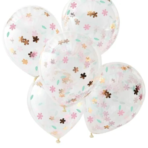 Ballon transparent med konfetti blomster