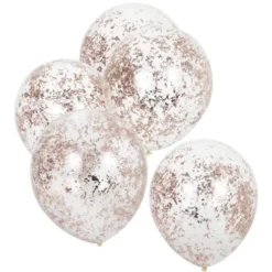 Ballon transparent med konfetti Rosegold