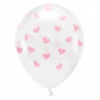 Ballon transparent med lyserøde hjerter ø33