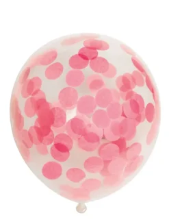 Ballon transparent med rund lyserød konfetti