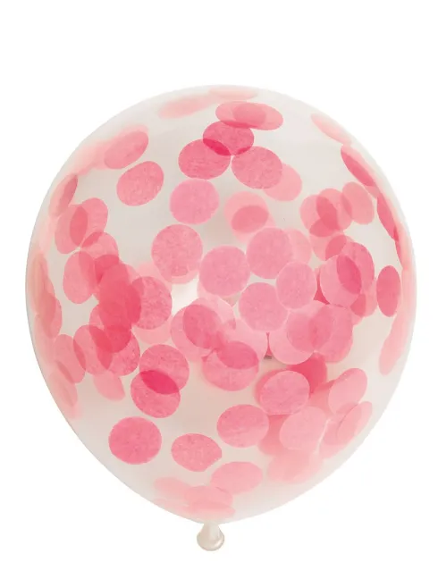Ballon transparent med rund lyserød konfetti