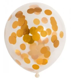 Ballon transparent m.rund guld konfetti