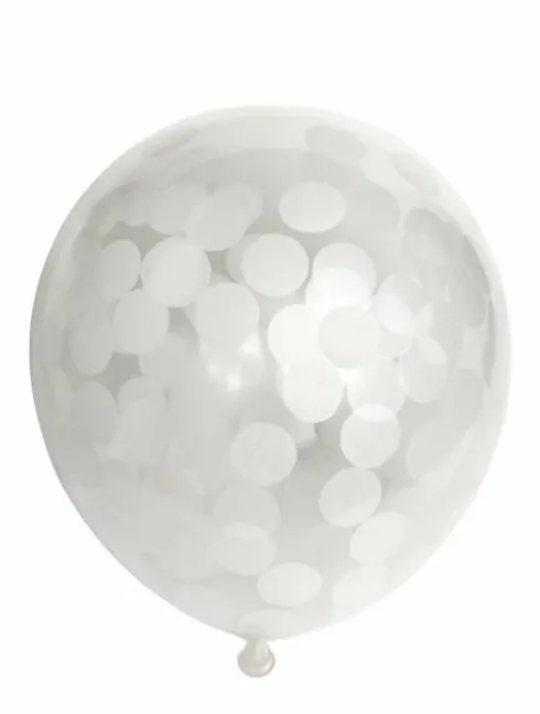 Ballon transparent m.rund hvid konfetti