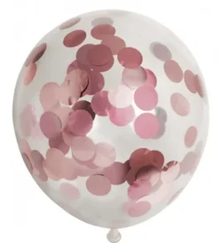 Ballon transparent m.rund konfetti Rosegold