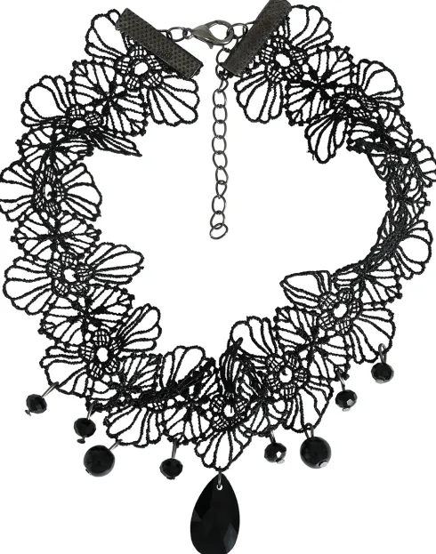 Choker halsblonde med sorte perler