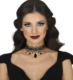 Choker halsblonde med sorte perler