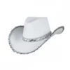 Cowboyhat i hvid med pailletter