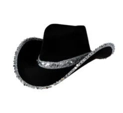 Cowboyhat i Sort med pailletter