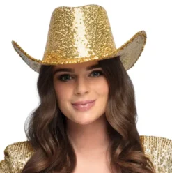 Cowboyhat m. guldpailletter