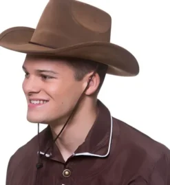 Cowboyhat Western i brun ruskind