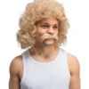 Dirty blonde paryk og overskæg