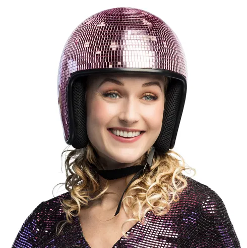 Discokugle hjelm pink