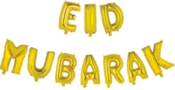 EID Mubarak Folieballon Tekst- Guld