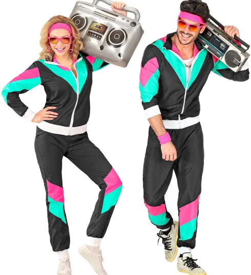 80'er Joggingdragt Sort-Mint