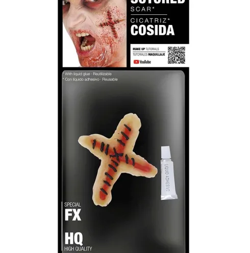 Falsk kors-sår med sorte sting