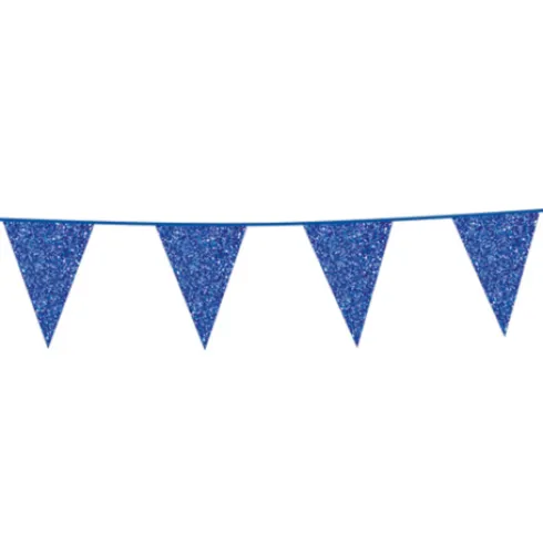 Flagbanner med Blå glitterflag 6m