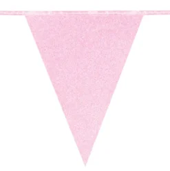 Flagbanner med 12 flag i glitter-lyserød