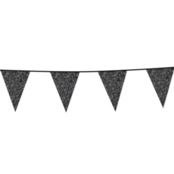 Flagbanner med sort glitterflag 6m
