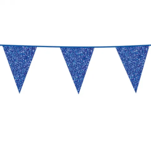Flagbanner 6 m. med 10 BLÅ GLITTER flag