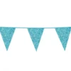 Flagbanner 6 m. med 10 LYSEBLÅ GLITTER flag