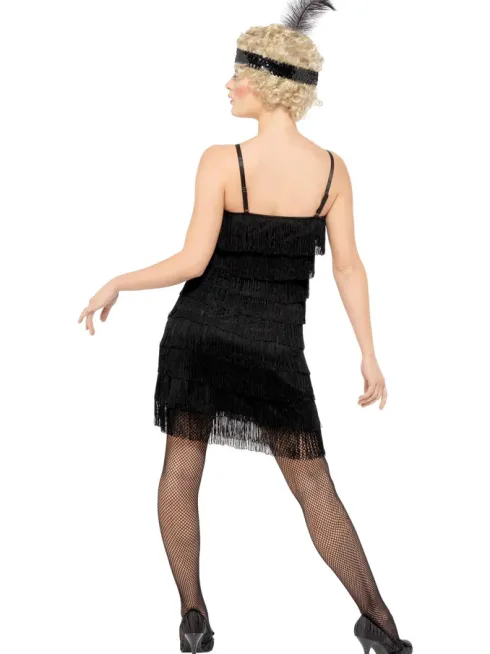 Flapper kjole kort -sort