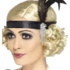 Flapper pandebånd i sort med sorte fjer