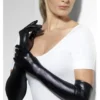 Handsker med wet Look Sort