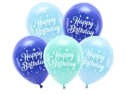Happy Birthday balloner i blå nuancer