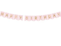 Happy Birthday banner i lyserød