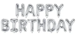 Happy Birthday Folieballon sæt SØLV