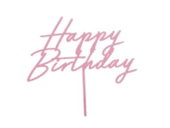 Happy Birthday kage pynt - Lyserød
