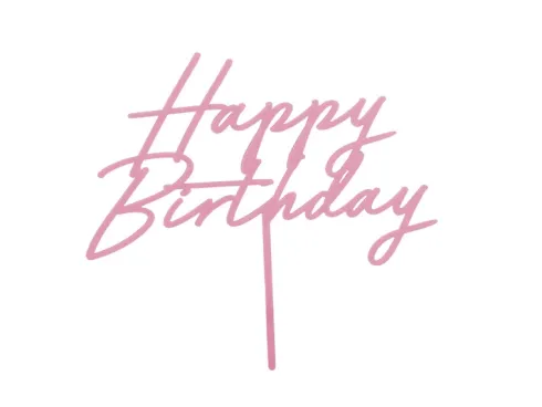 Happy Birthday kage pynt - Lyserød