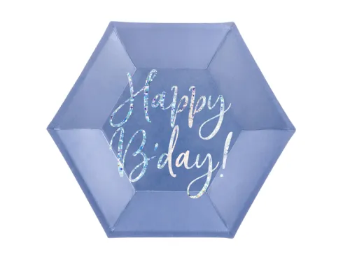 Happy birthday tallerken i blå
