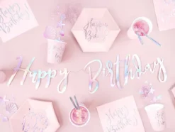 Happy birthday tallerken i lyserød