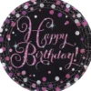 Happy Birthday tallerken - Sparkling pink