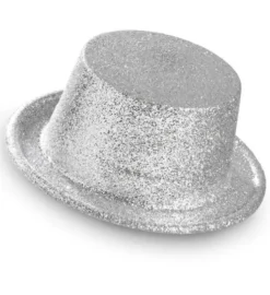 Høj Hat med Sølv glitter