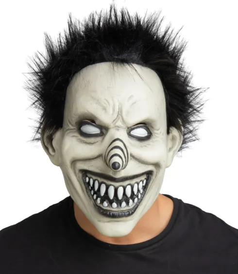 Klovne latex maske - sort/hvid