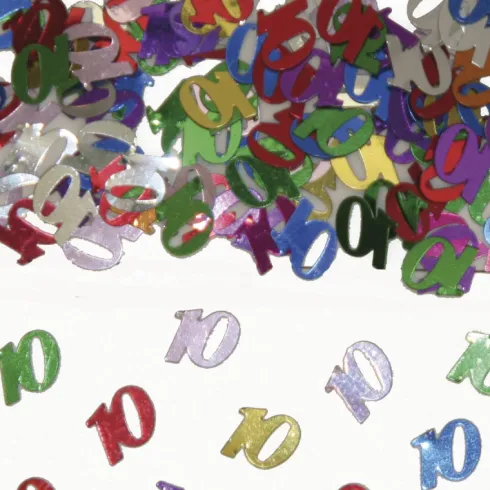 Konfetti med 10, multifarve