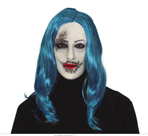Latex Maske - Blue Hair