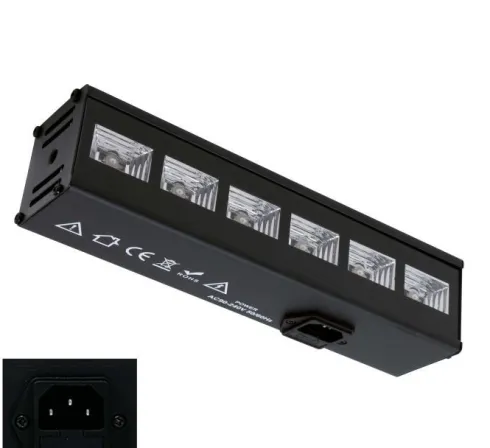 6 led uv lys til halloween - sort - indendørs