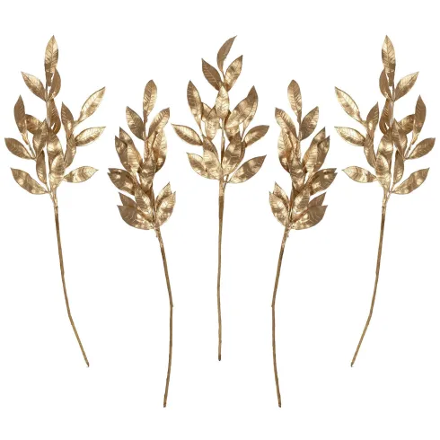Løv grene i guld 5stk