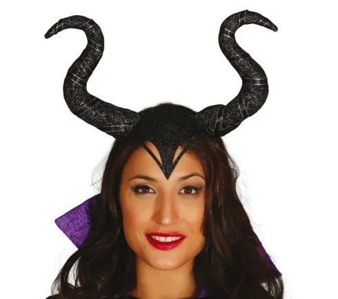 Maleficent horn i sort med glitter