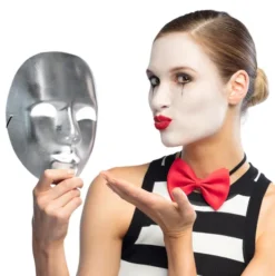 Mime maske i Sølv