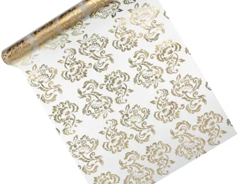 Organza Bordløber med guld print