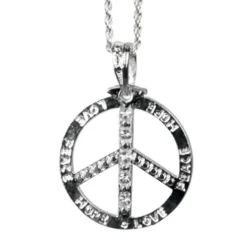 Peace halskæde i sølvmetal med simili