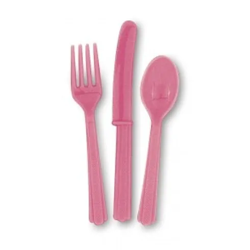 Plastbestik, 18 dele PINK