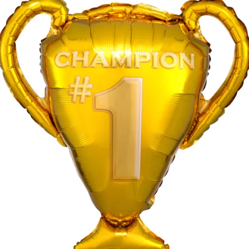 Pokal folieballon i guld - Champion